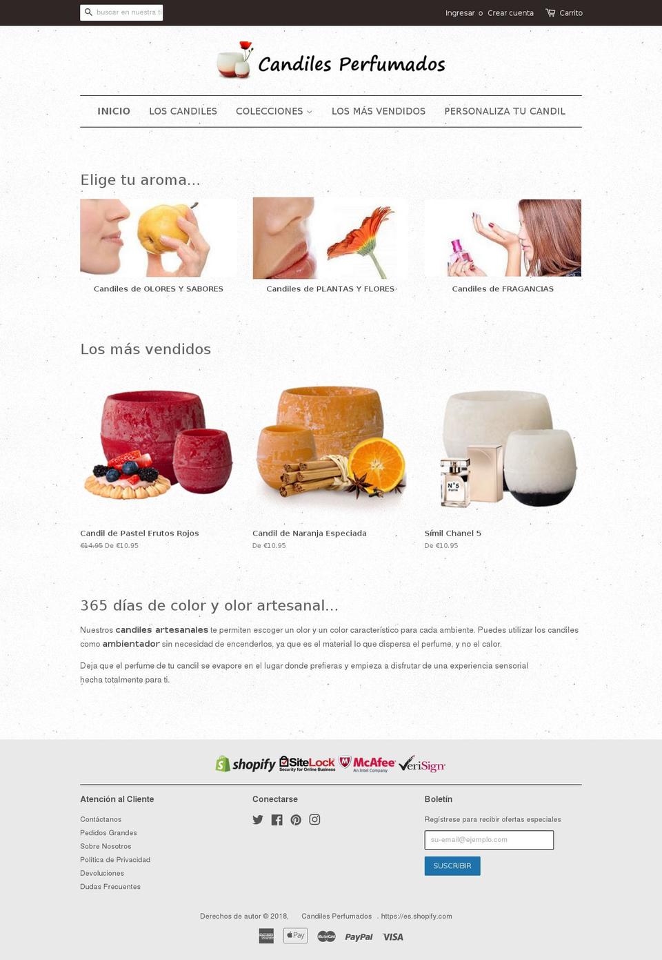 candilesperfumados.com — Shopify storefront screenshot