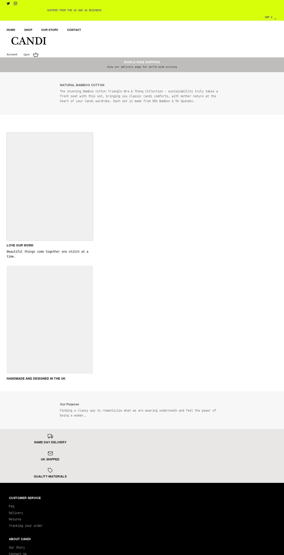 candiunderwear.com shopify website screenshot