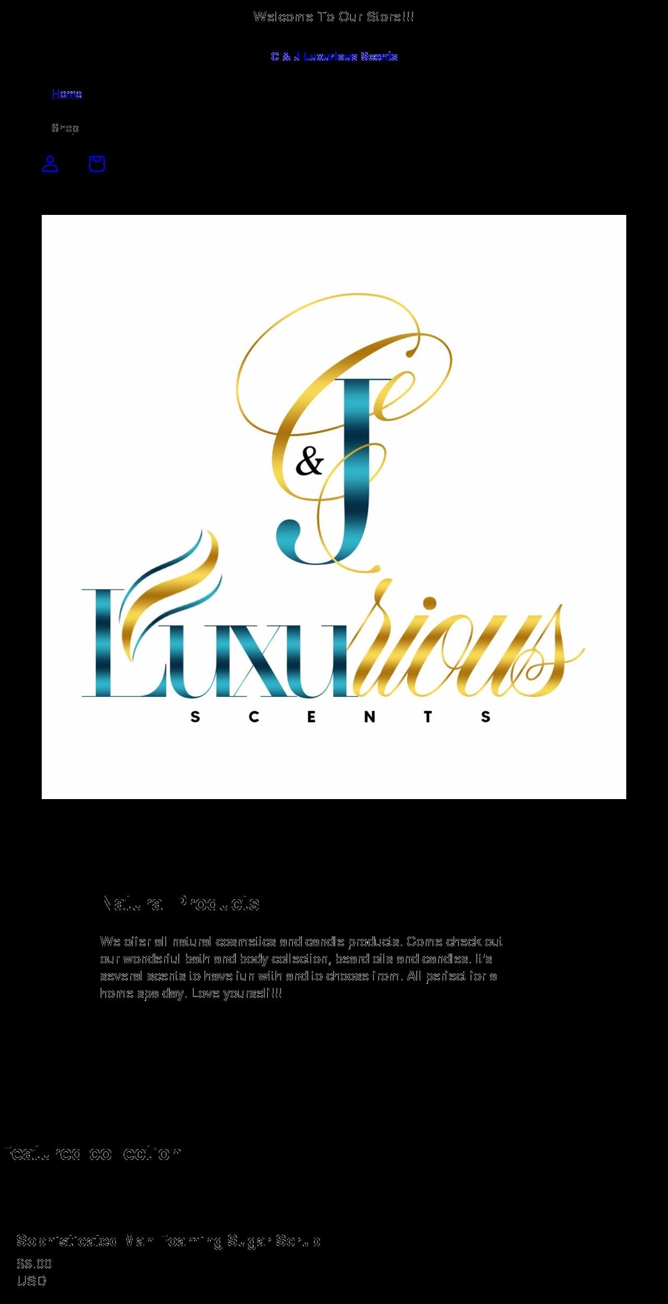 candjluxuriousscents.com shopify website screenshot