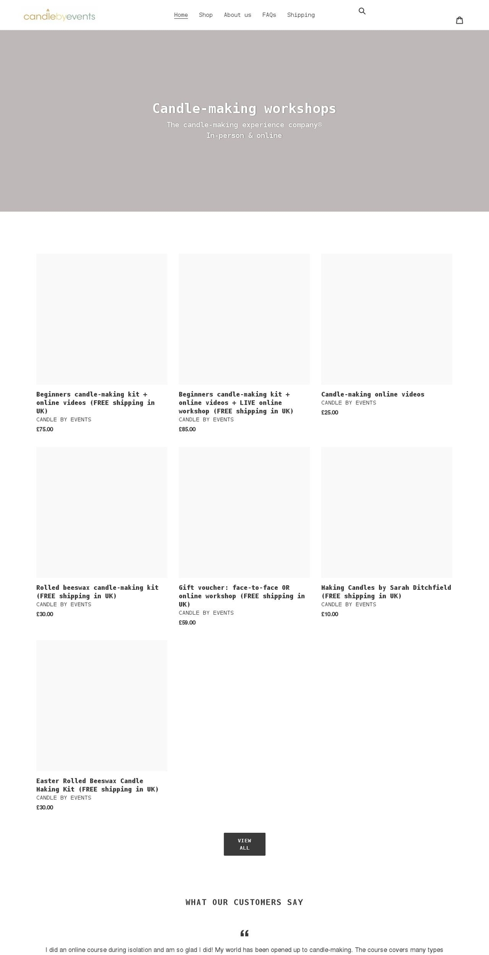 candle-by-events.myshopify.com shopify website screenshot