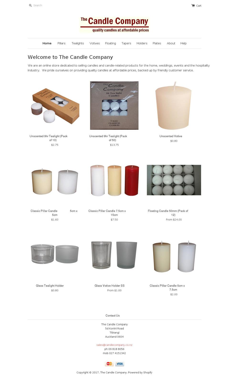 candlecompany.co.nz shopify website screenshot