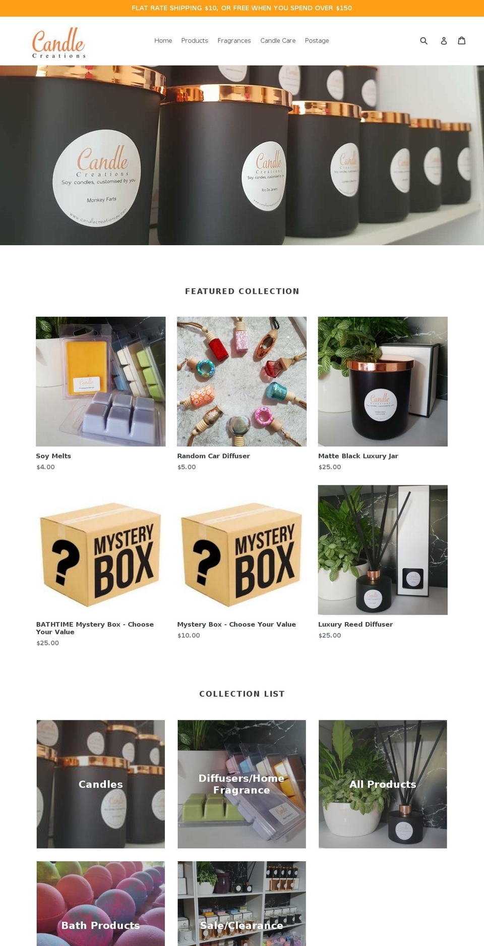 candlecreationsau.com — Shopify storefront screenshot