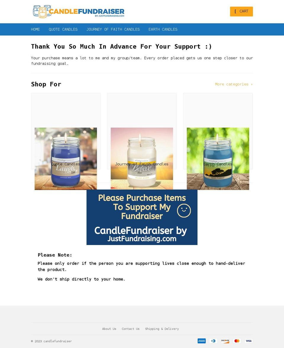 candlefundraiser.org shopify website screenshot
