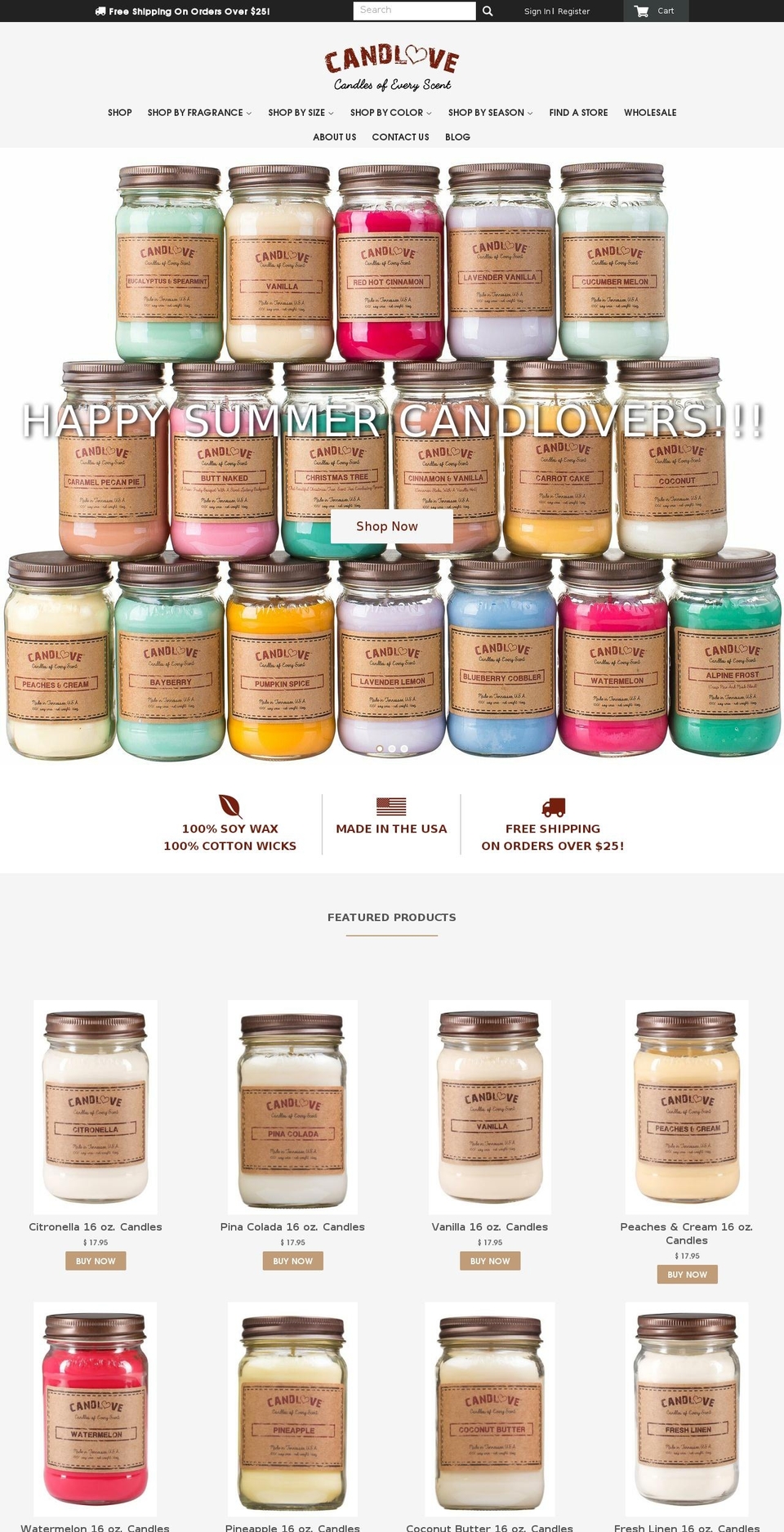 candlelovecandle.com — Shopify storefront screenshot