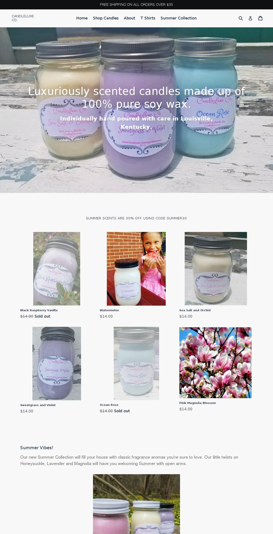 candleluxeco.com — Shopify storefront screenshot