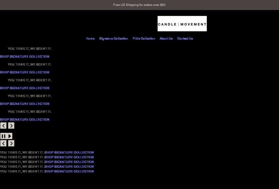candlemovement.com shopify website screenshot