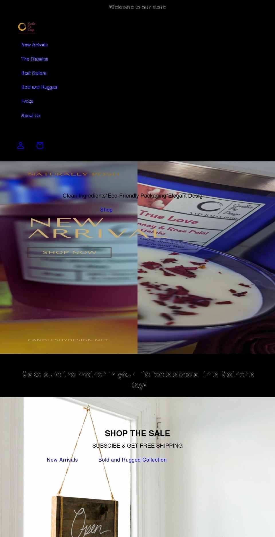 candlesbydesign.net shopify website screenshot