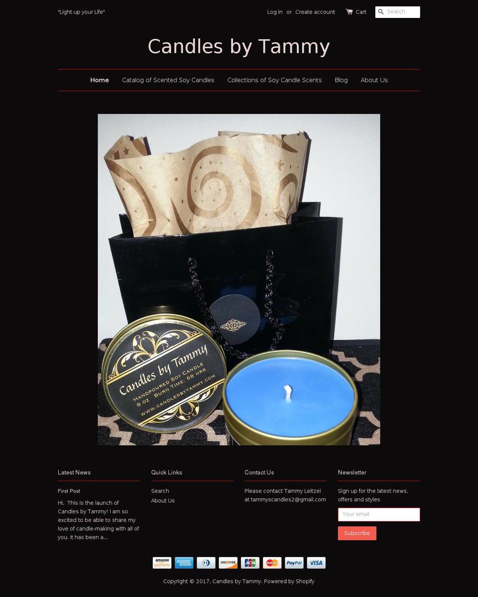 candlesbytammy.com shopify website screenshot