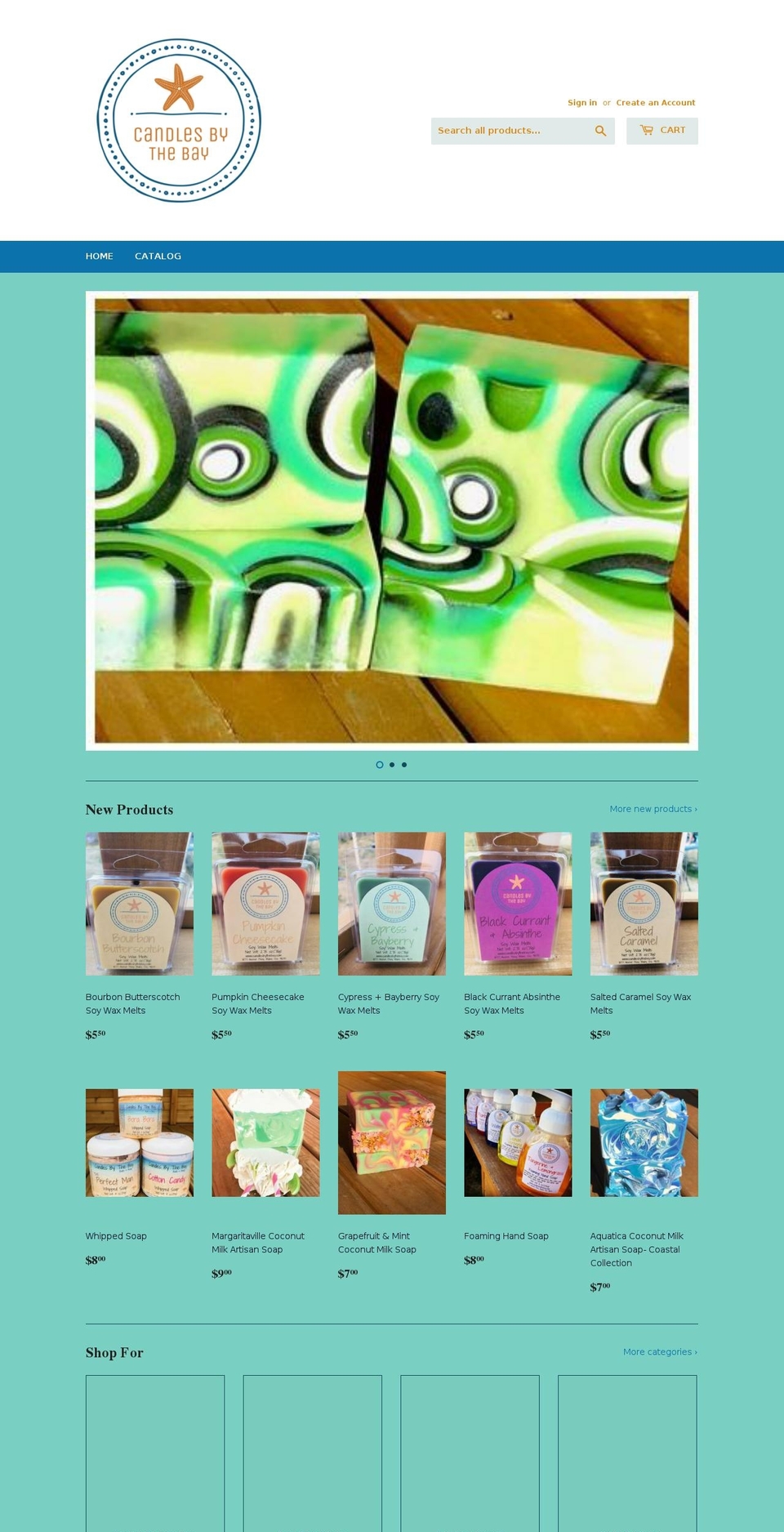 candlesbythebay.com shopify website screenshot