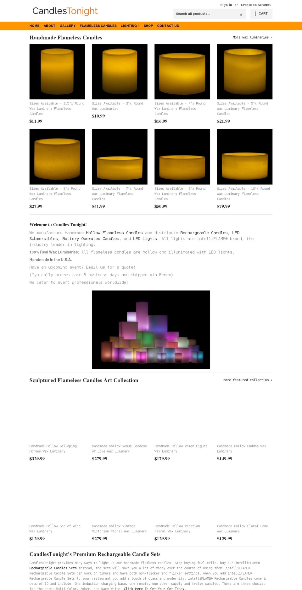 candlestonight.com shopify website screenshot