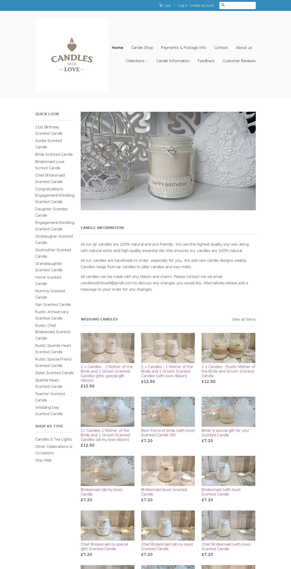 candleswithlove.co.uk shopify website screenshot