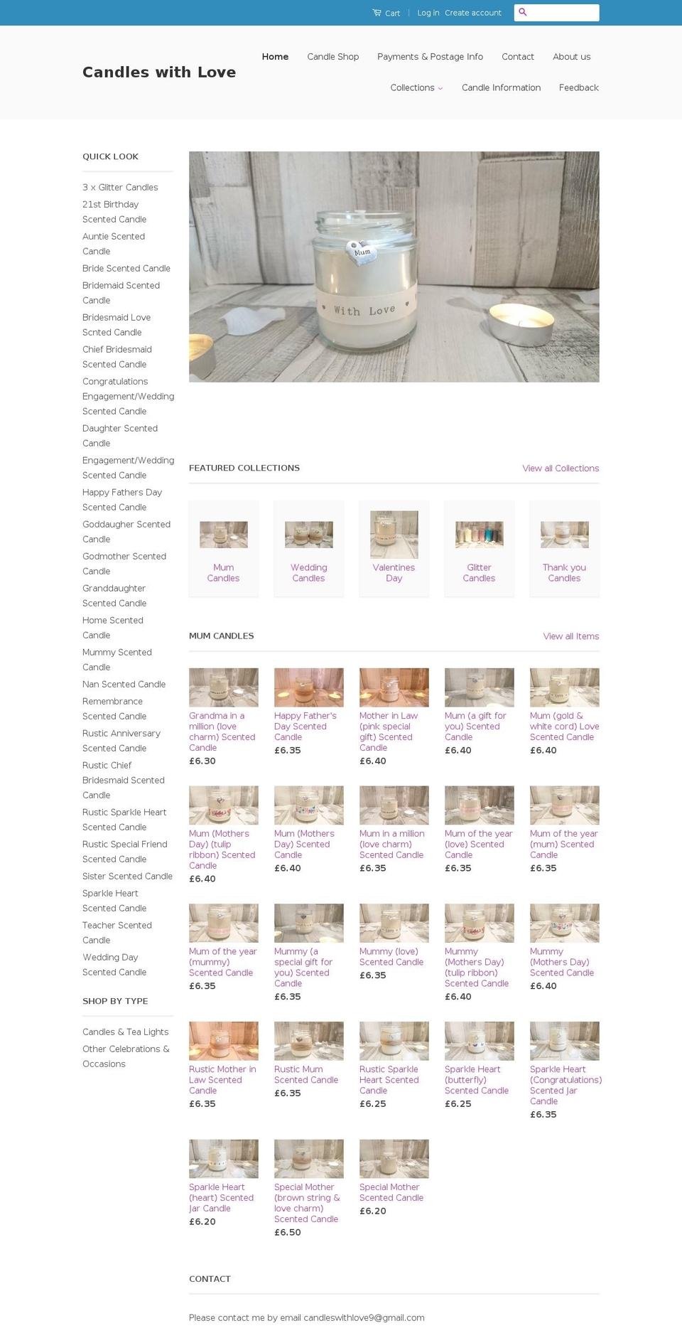 candleswithlove.net shopify website screenshot