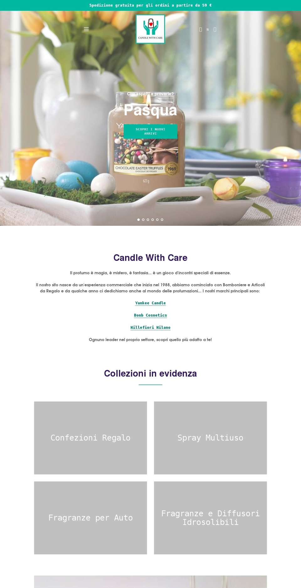 candlewithcare.it shopify website screenshot