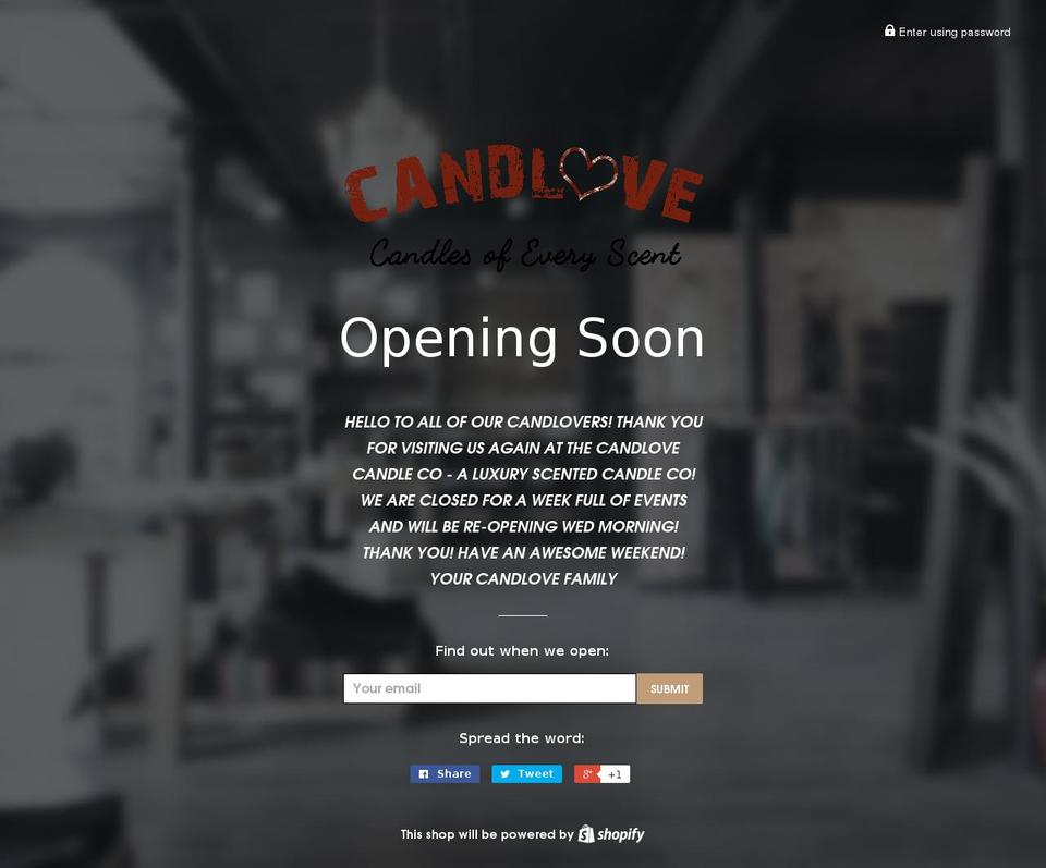 candlove.com shopify website screenshot
