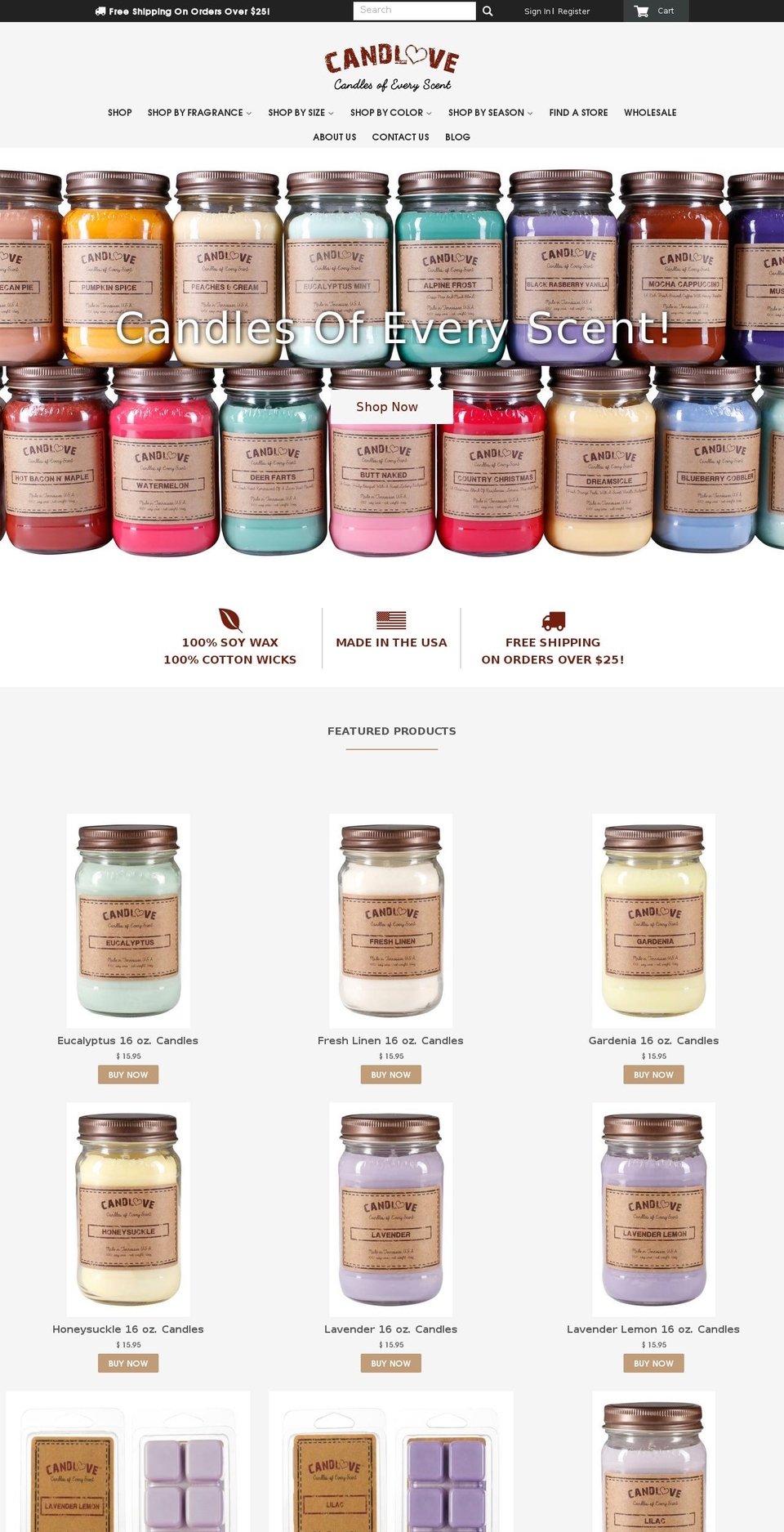 candlovecandle.com shopify website screenshot