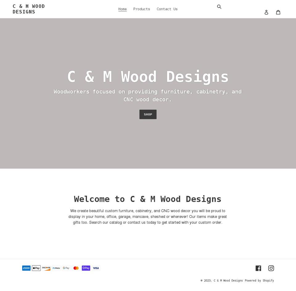 candmwooddesigns.com shopify website screenshot