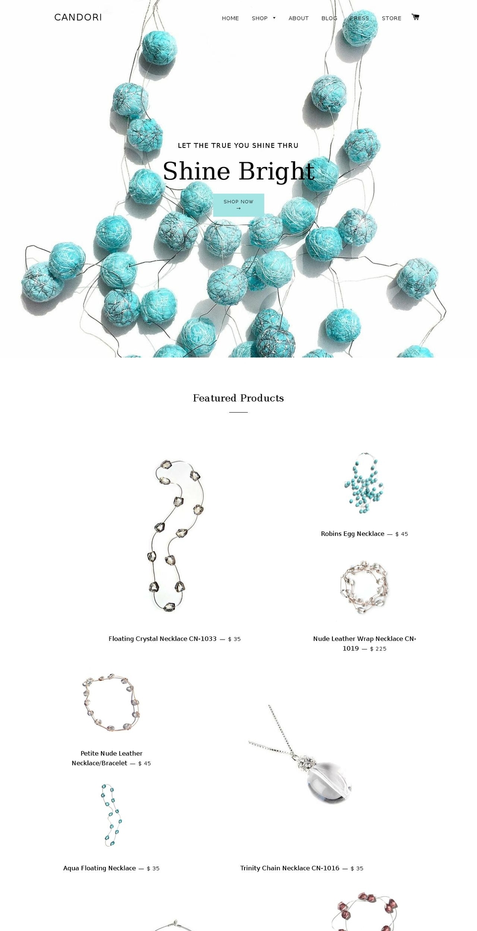 candorijewelry.com — Shopify storefront screenshot
