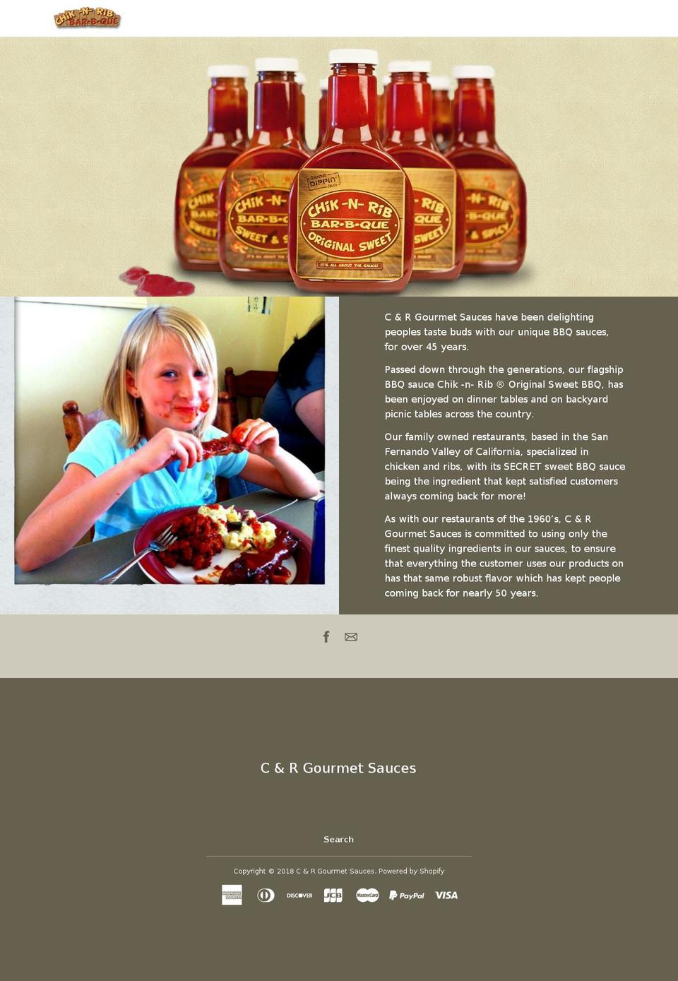 candrsauces.com — Shopify storefront screenshot