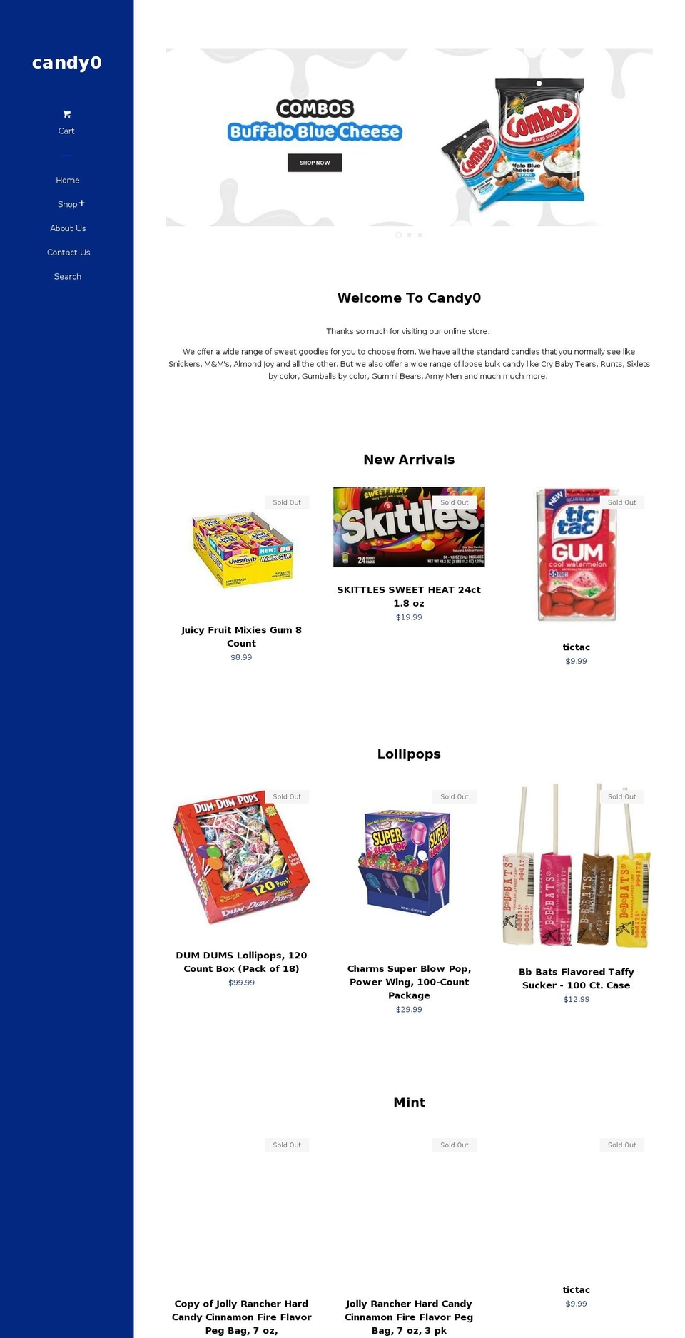 candy0.com — Shopify storefront screenshot