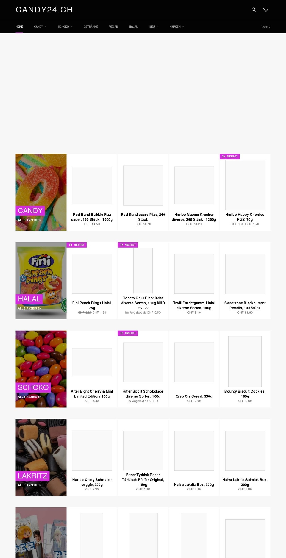 candy24.ch shopify website screenshot