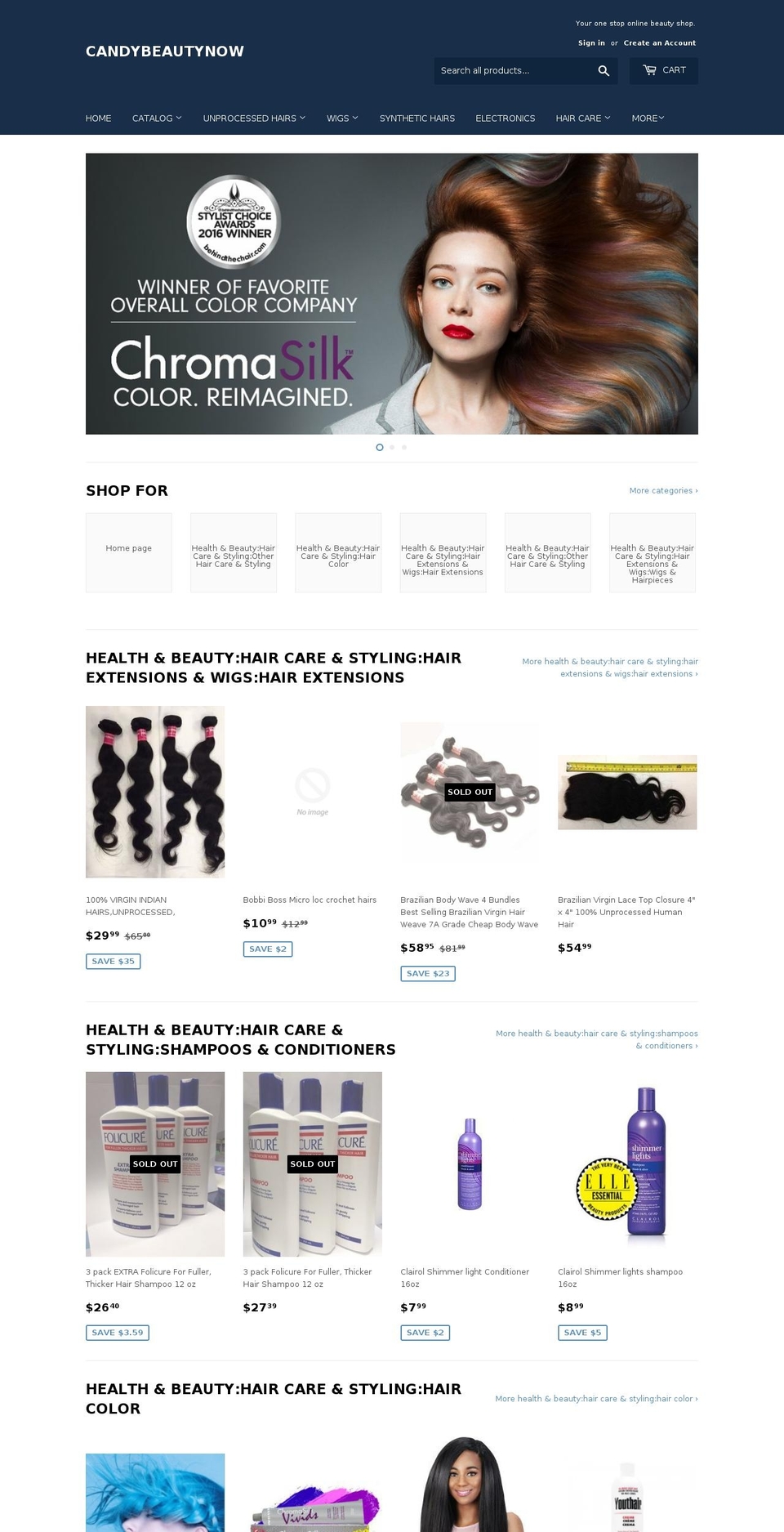 candybeautynow.com — Shopify storefront screenshot