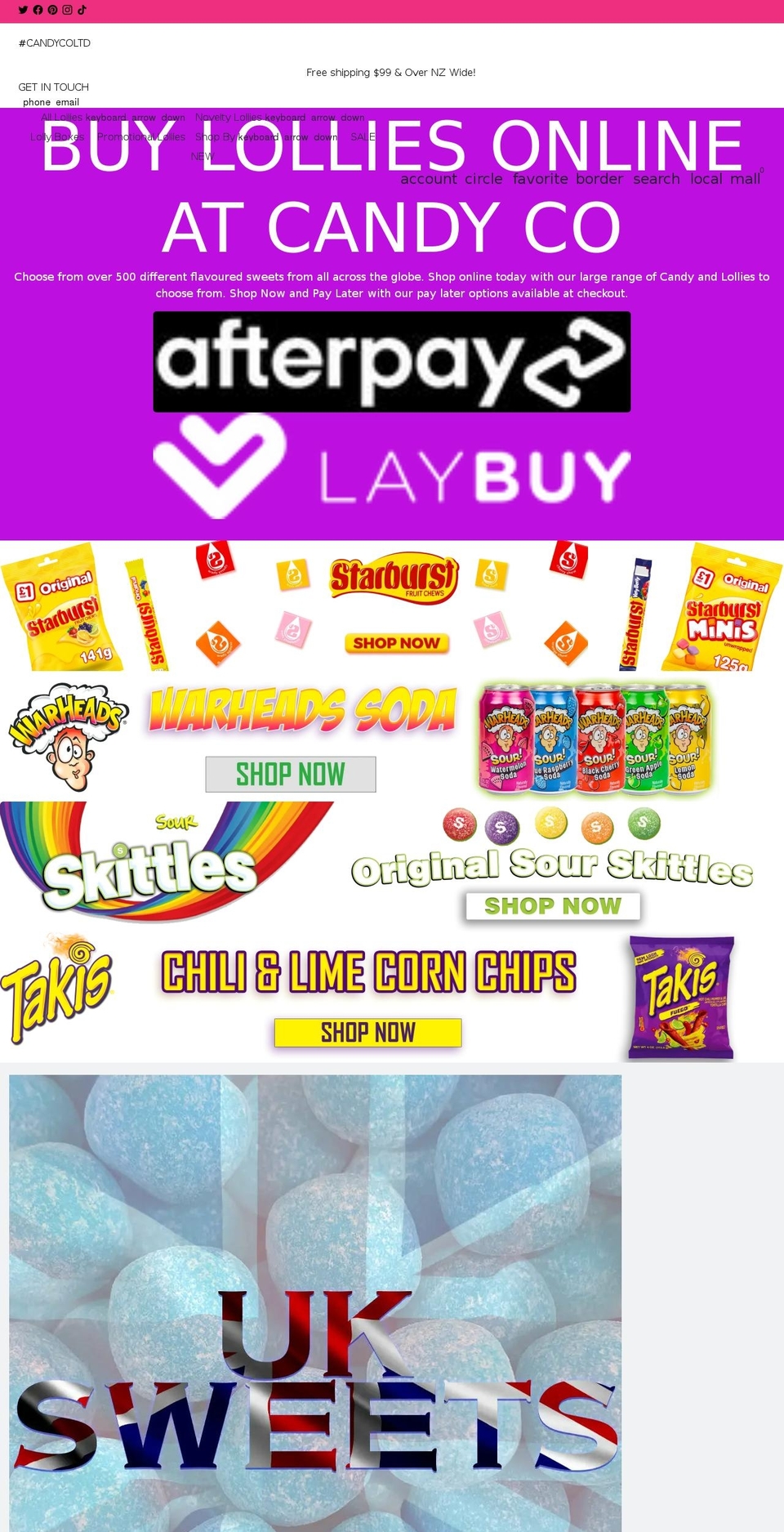 candyco.co.nz shopify website screenshot