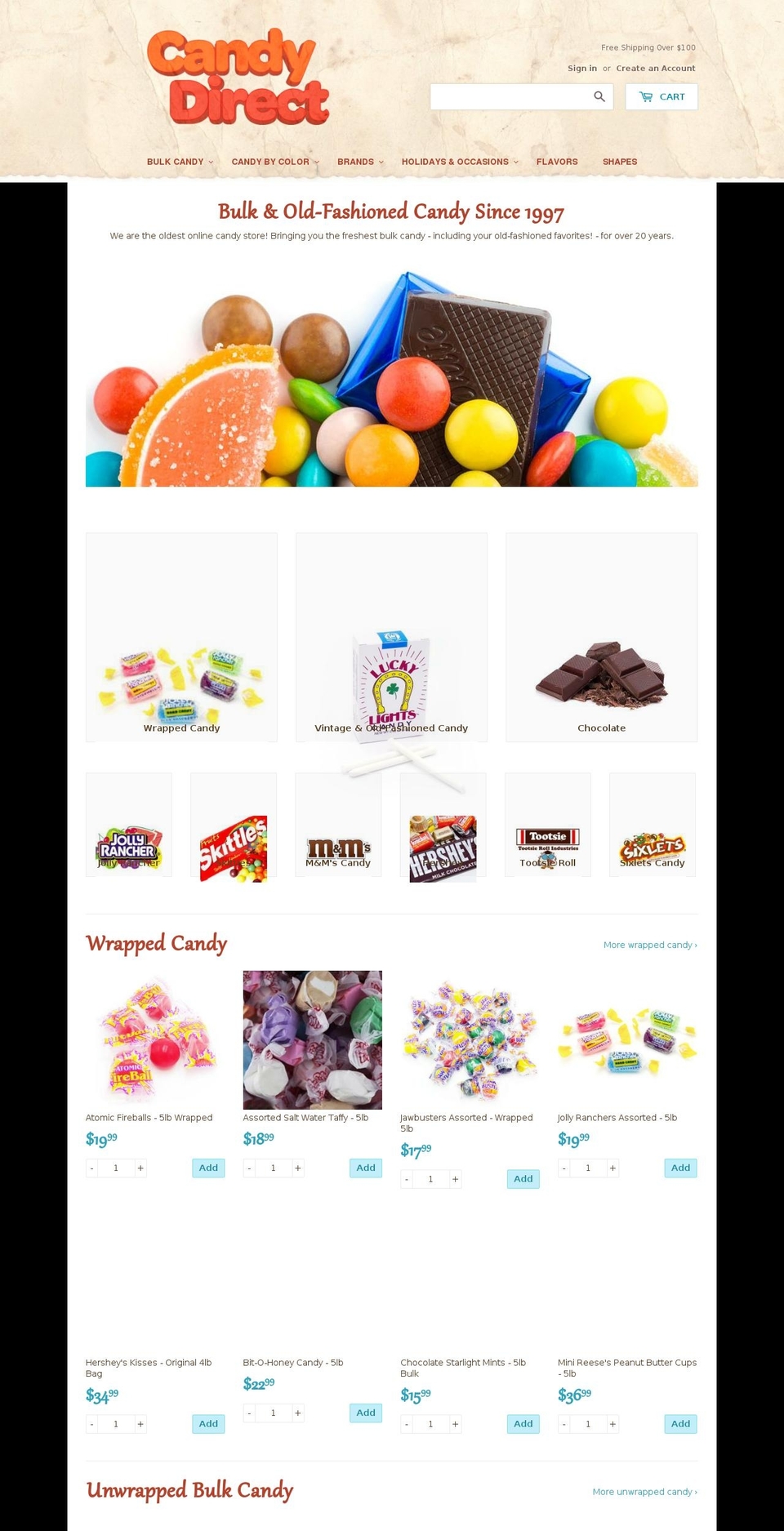 candydirect.com — Shopify storefront screenshot