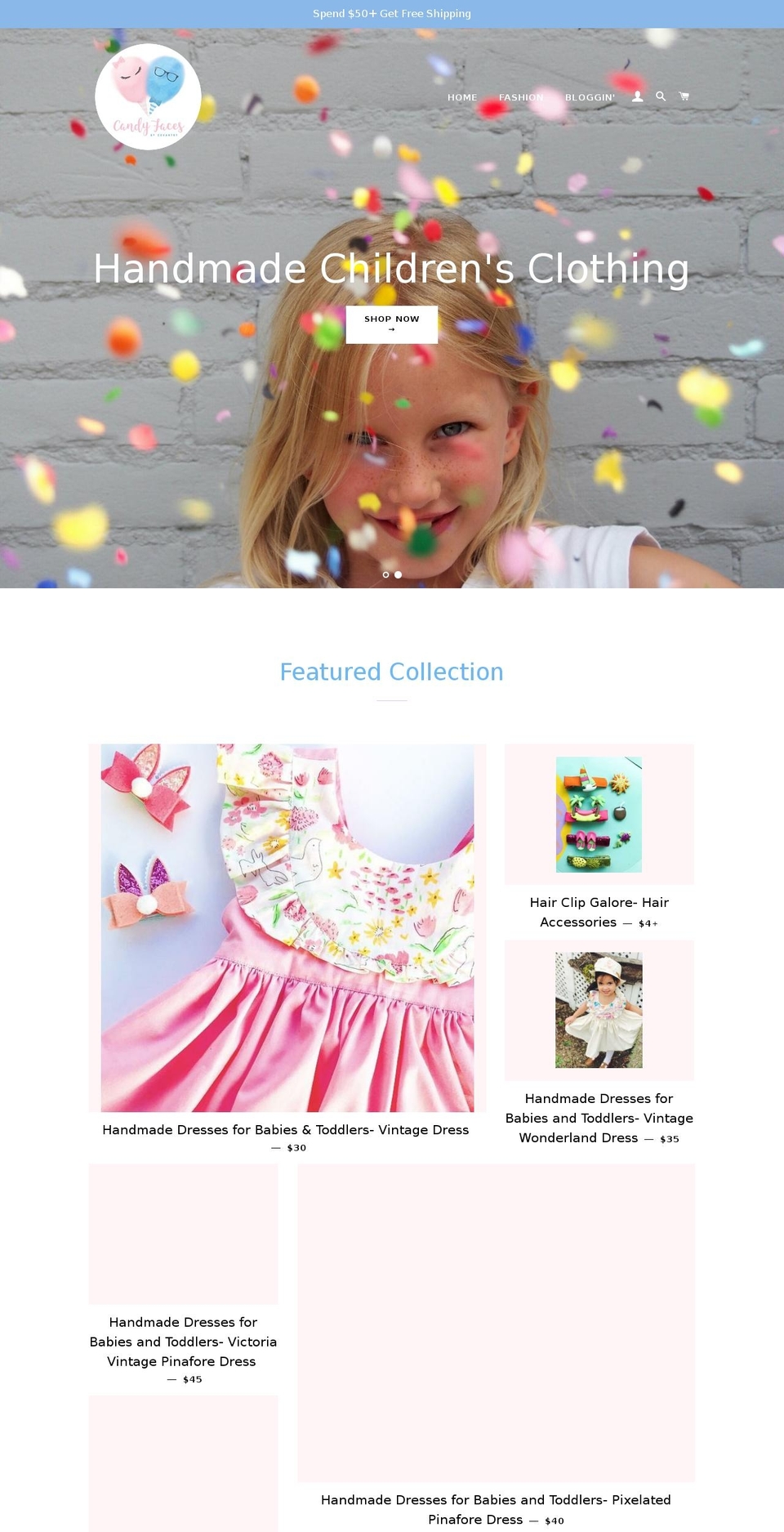 candyfacesshop.com — Shopify storefront screenshot