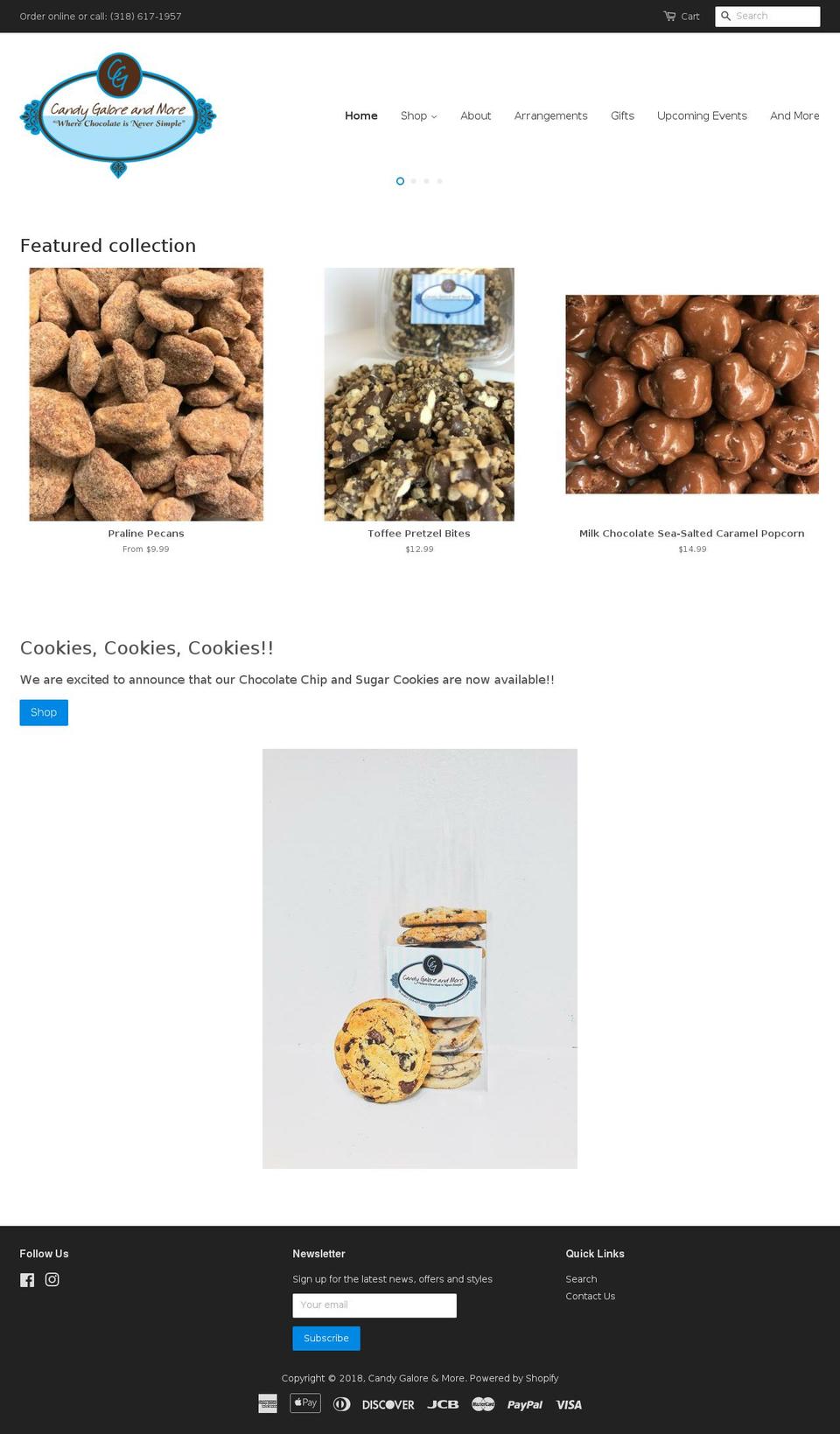 candygaloreandmore.com shopify website screenshot