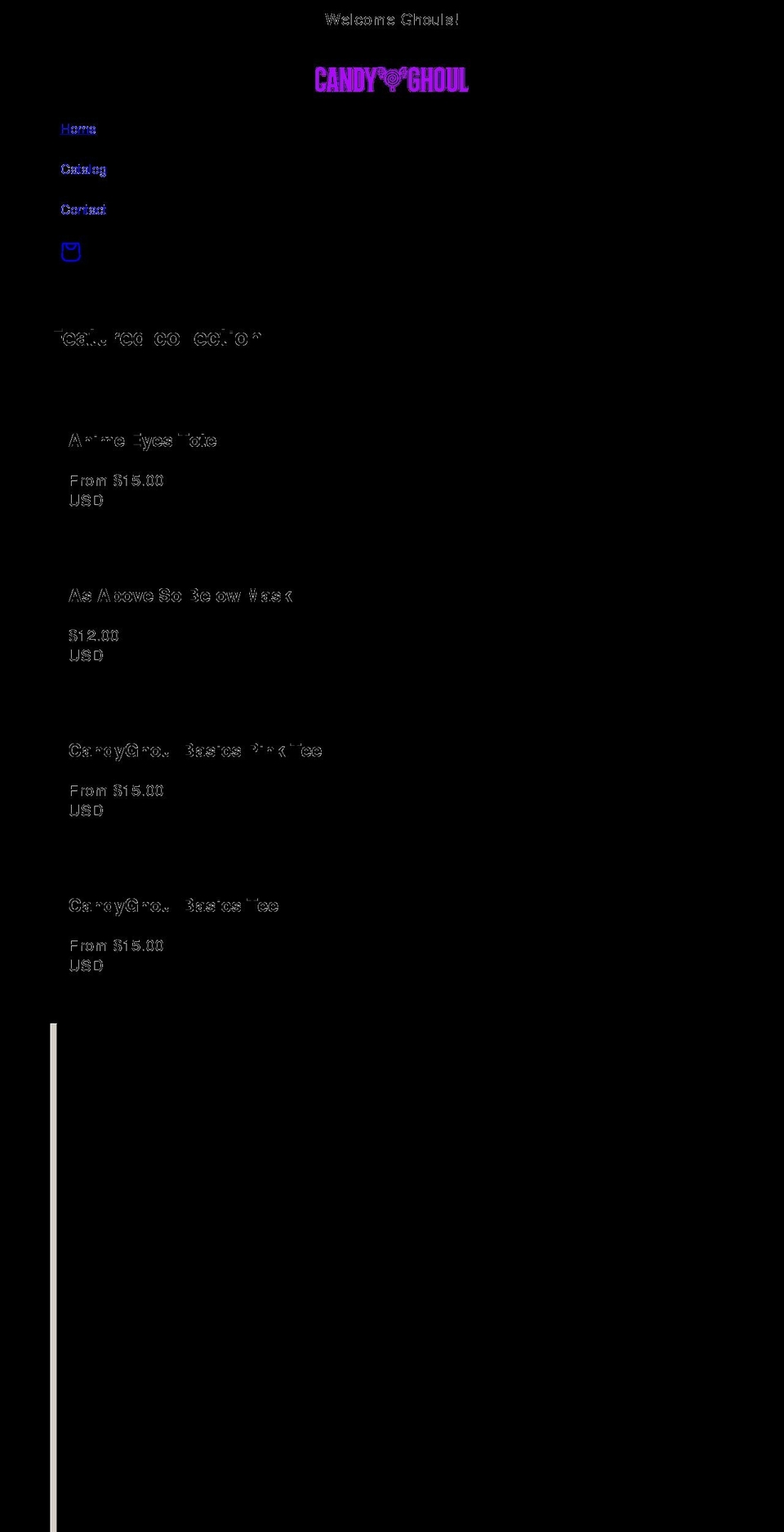 candyghoul.com shopify website screenshot