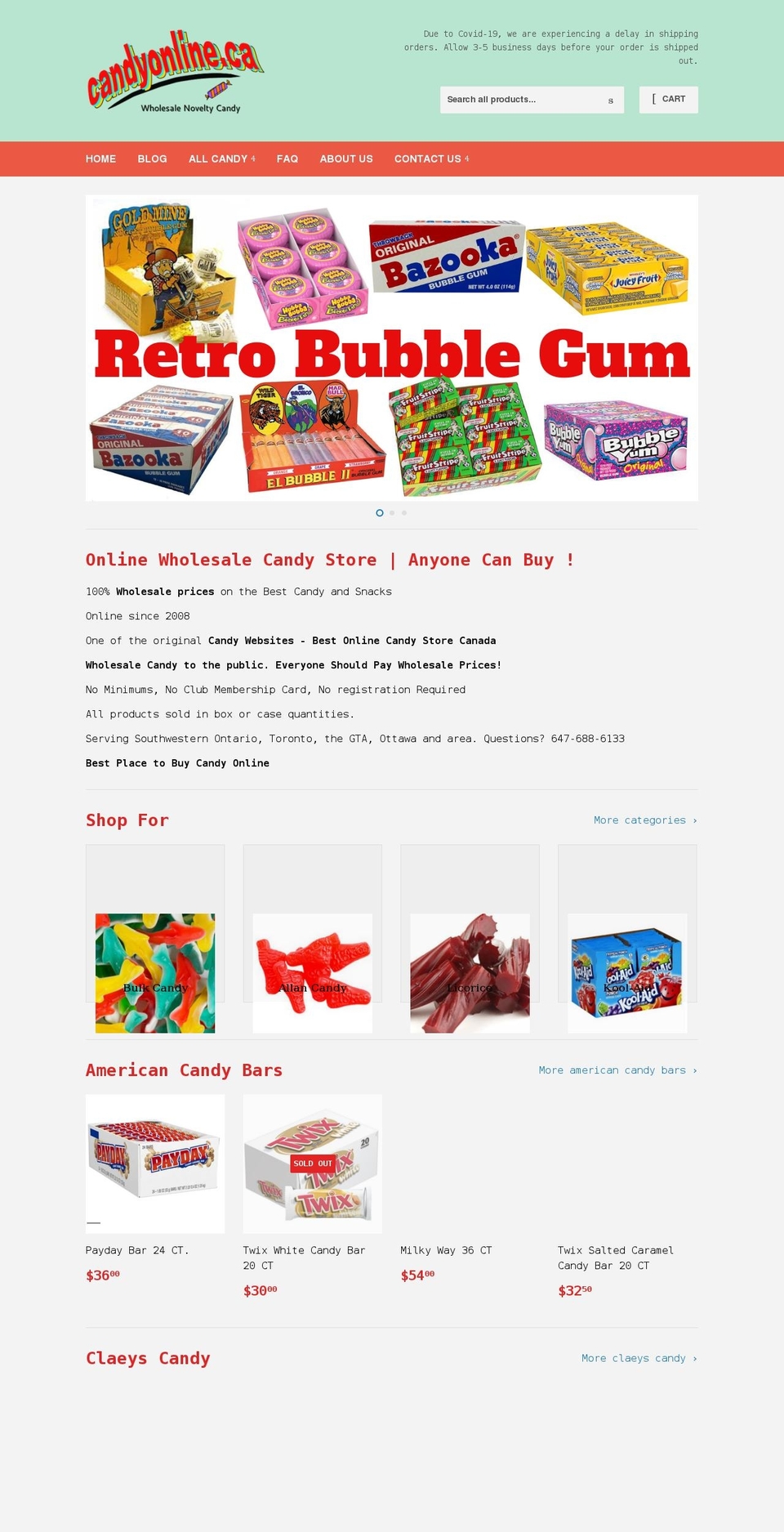 candyonline.ca shopify website screenshot