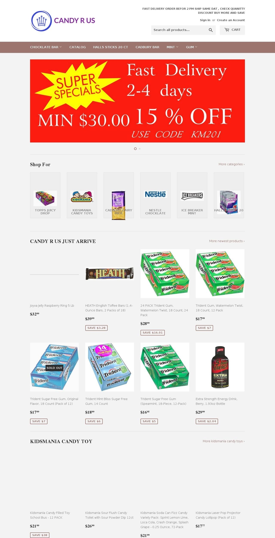 candyrus.com shopify website screenshot