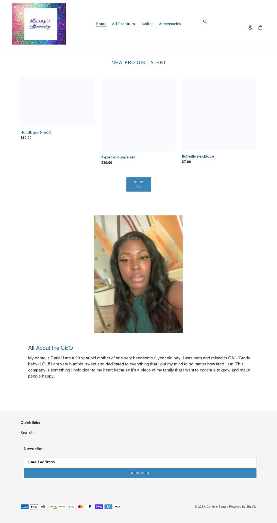 candysbeauty.net shopify website screenshot