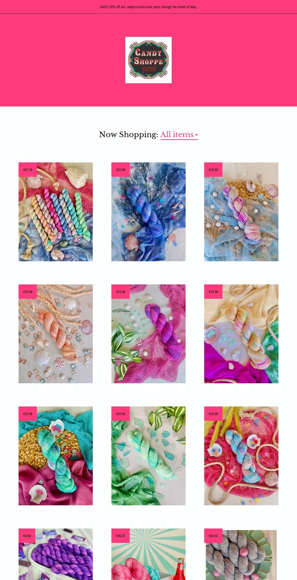 candyshoppeyarns.com — Shopify storefront screenshot