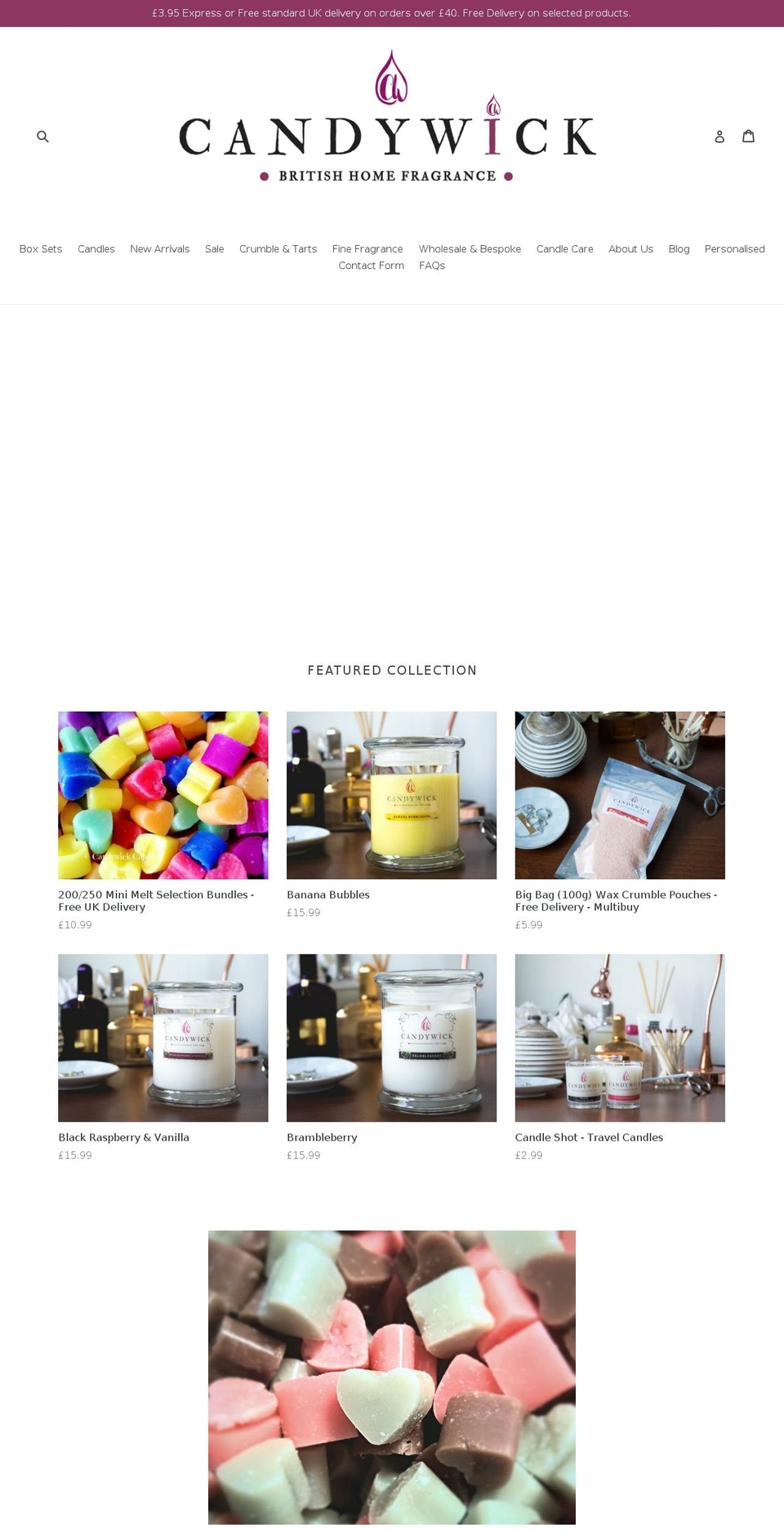 candywickcandles.com shopify website screenshot