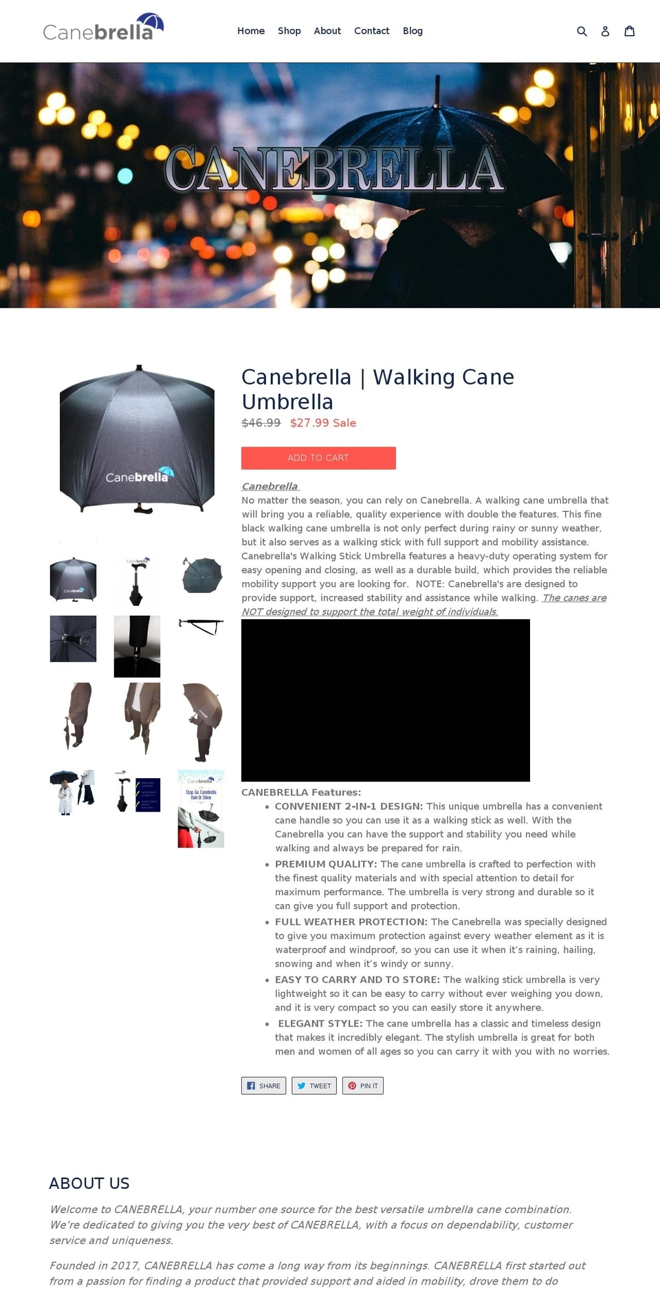 canebrella.com — Shopify storefront screenshot