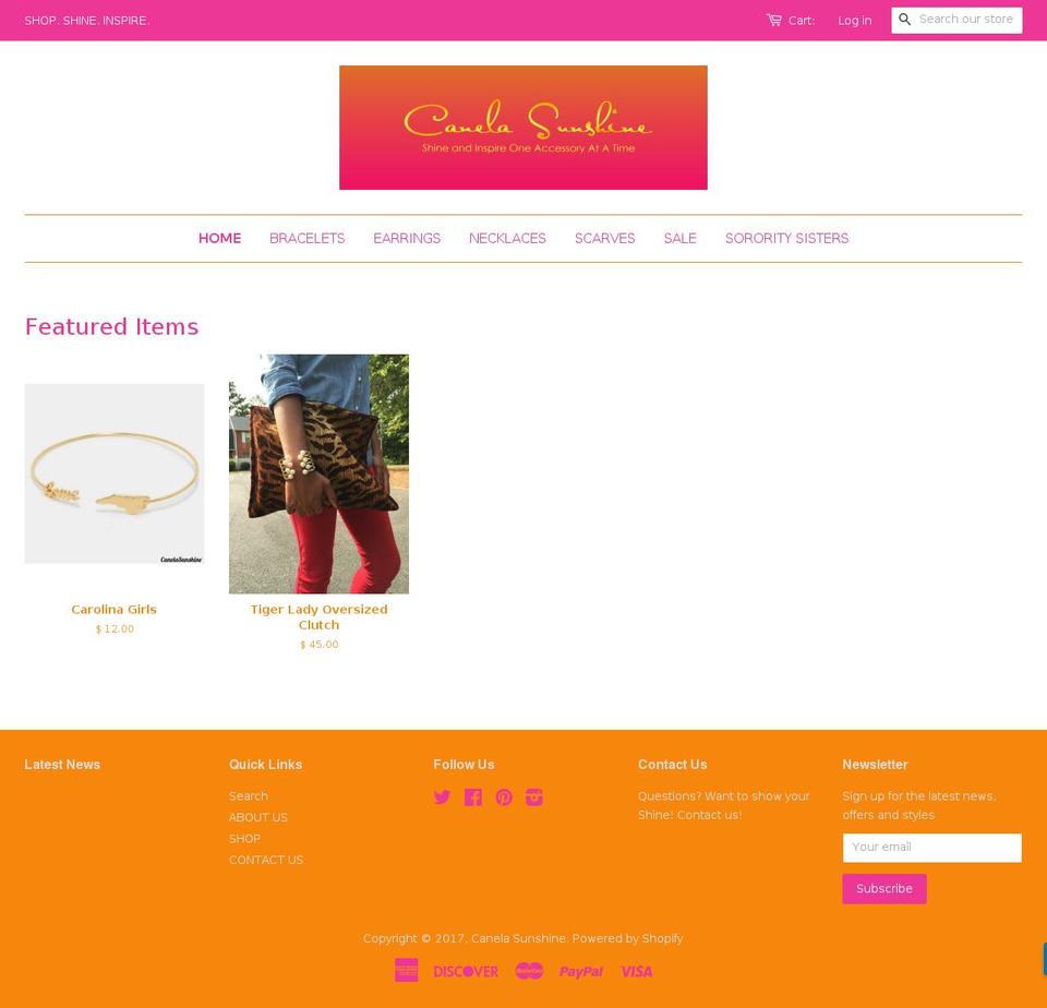 canelasunshine.com shopify website screenshot