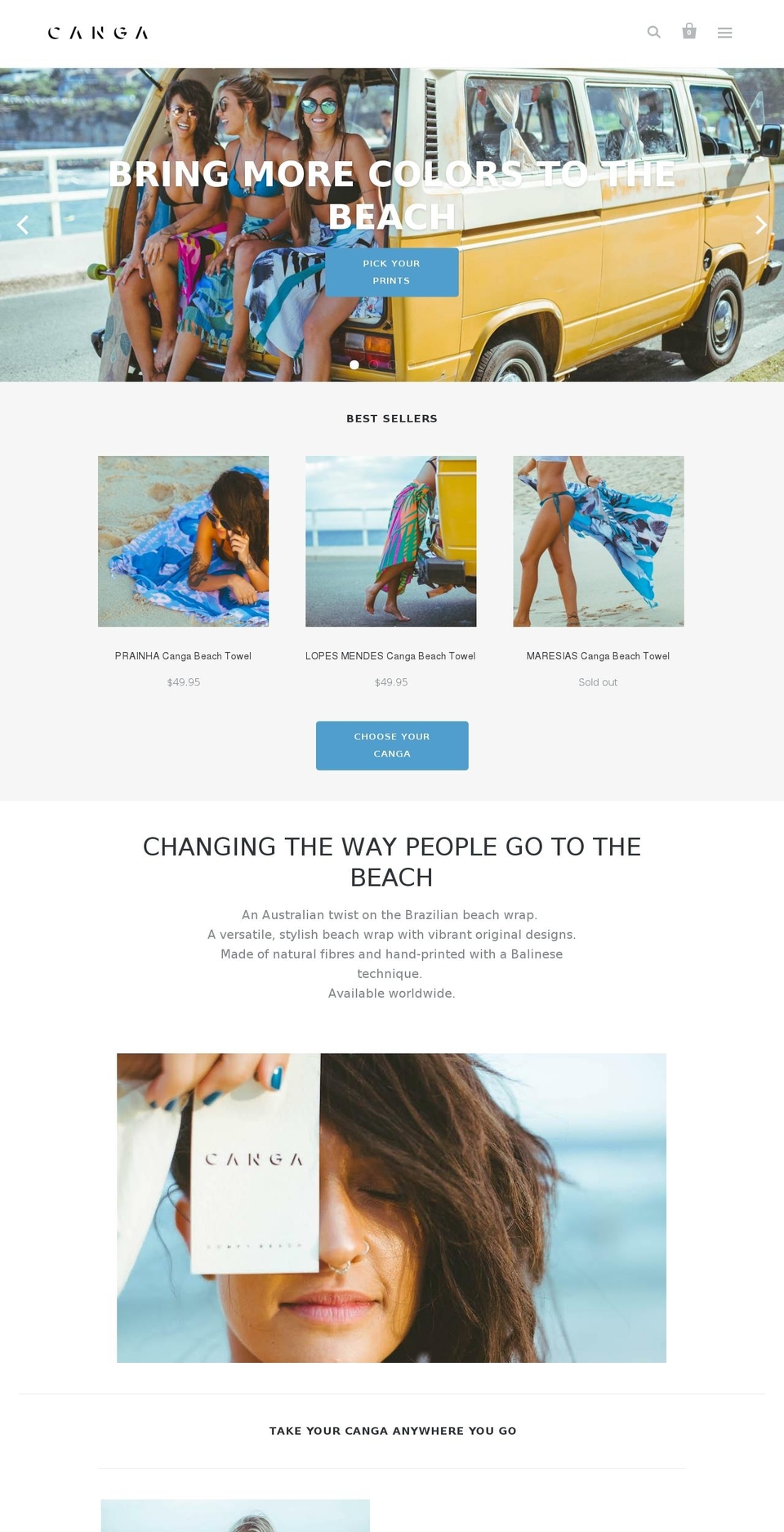 cangabeach.com shopify website screenshot