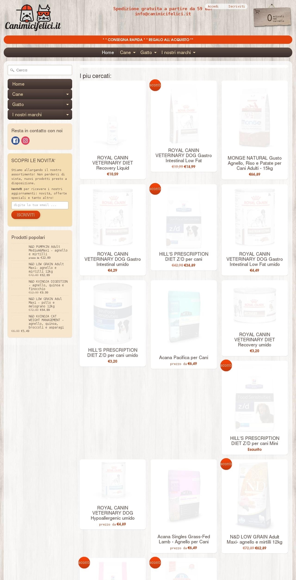 canimicifelici.it shopify website screenshot