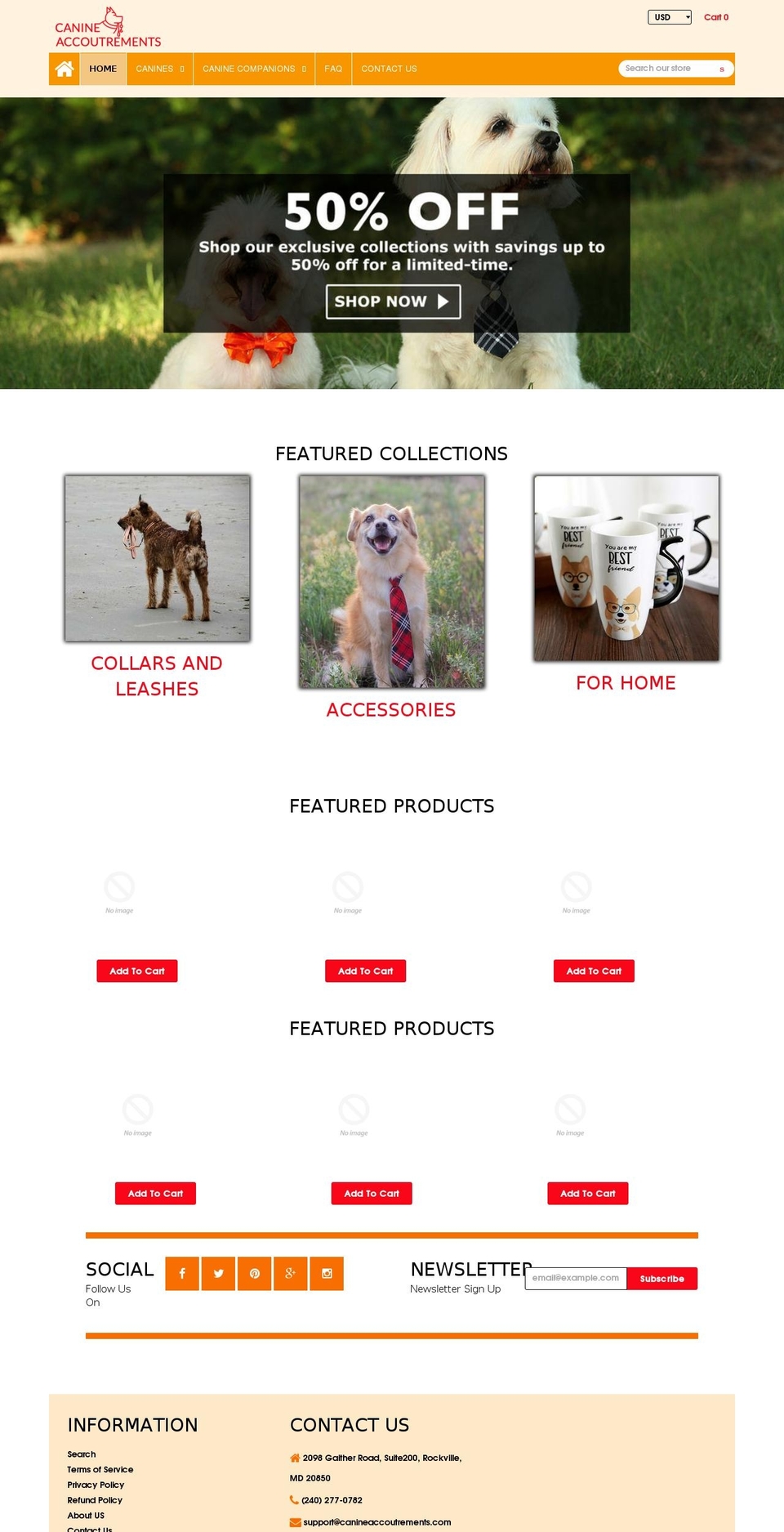 Animals Shopify theme site example canineaccoutrements.com