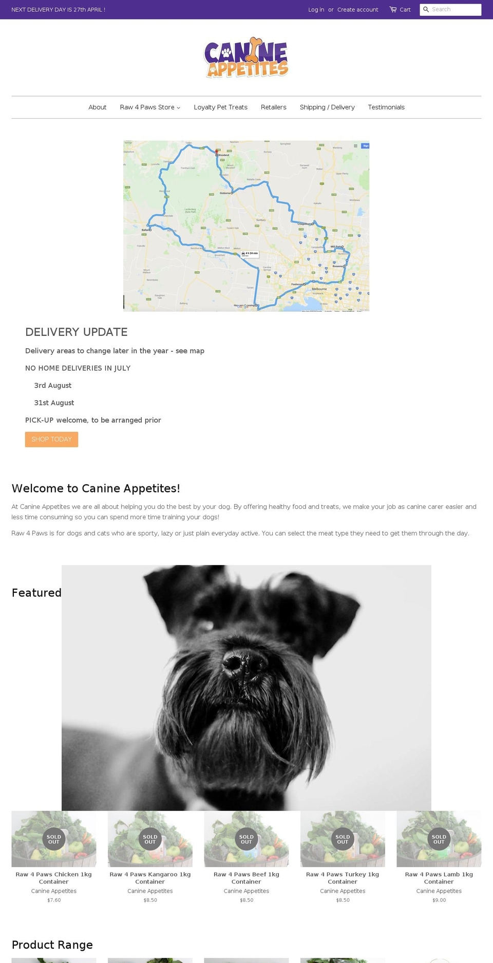 canineappetites.com shopify website screenshot