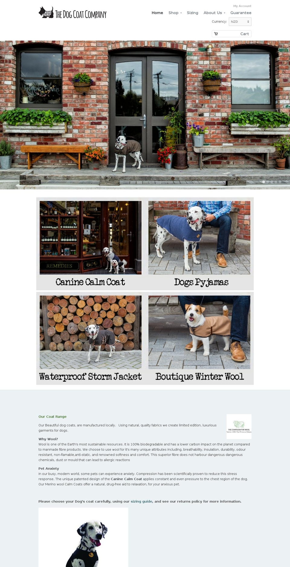 caninecalmcoat.com shopify website screenshot