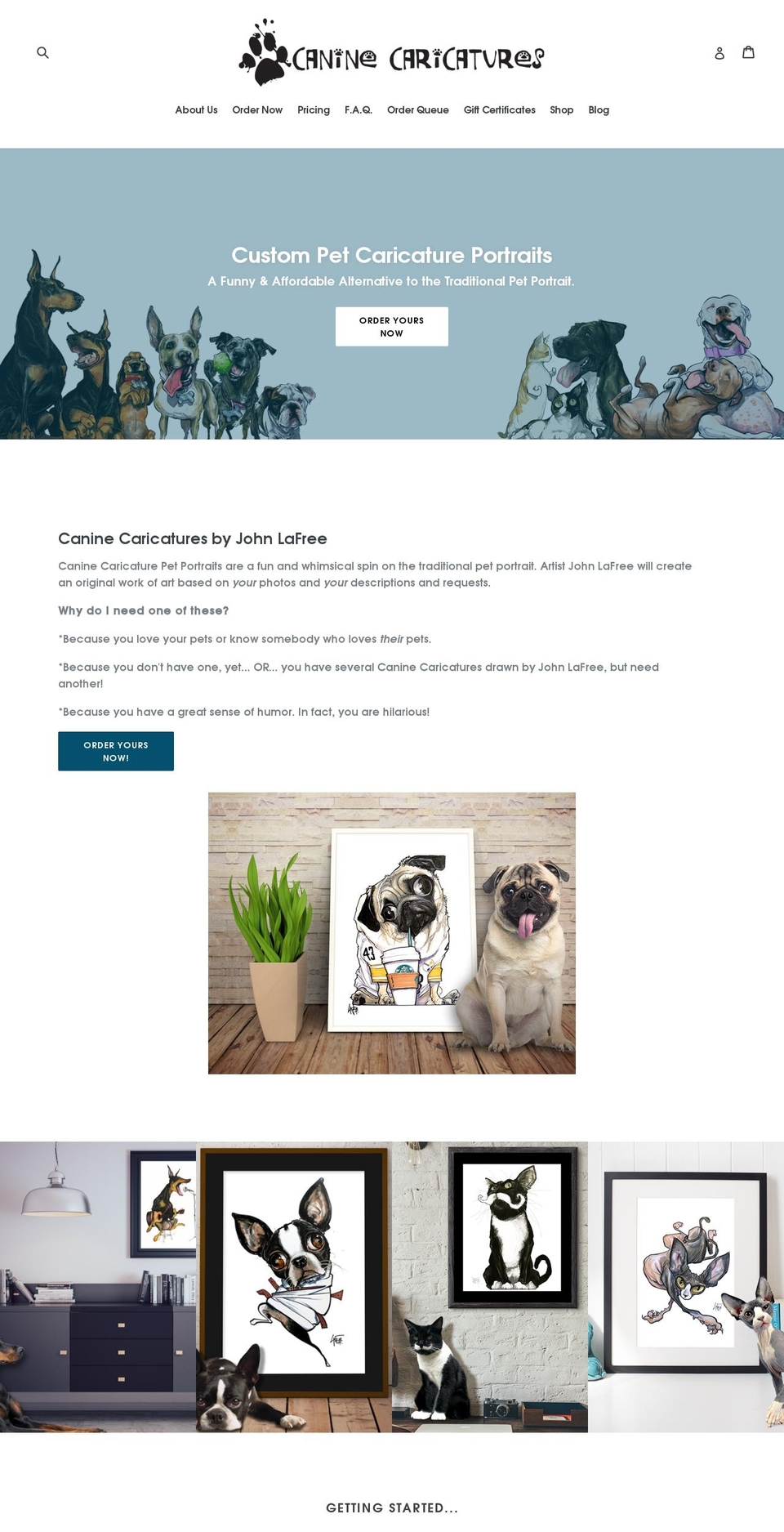 Crave Shopify theme site example caninecaricatures.com
