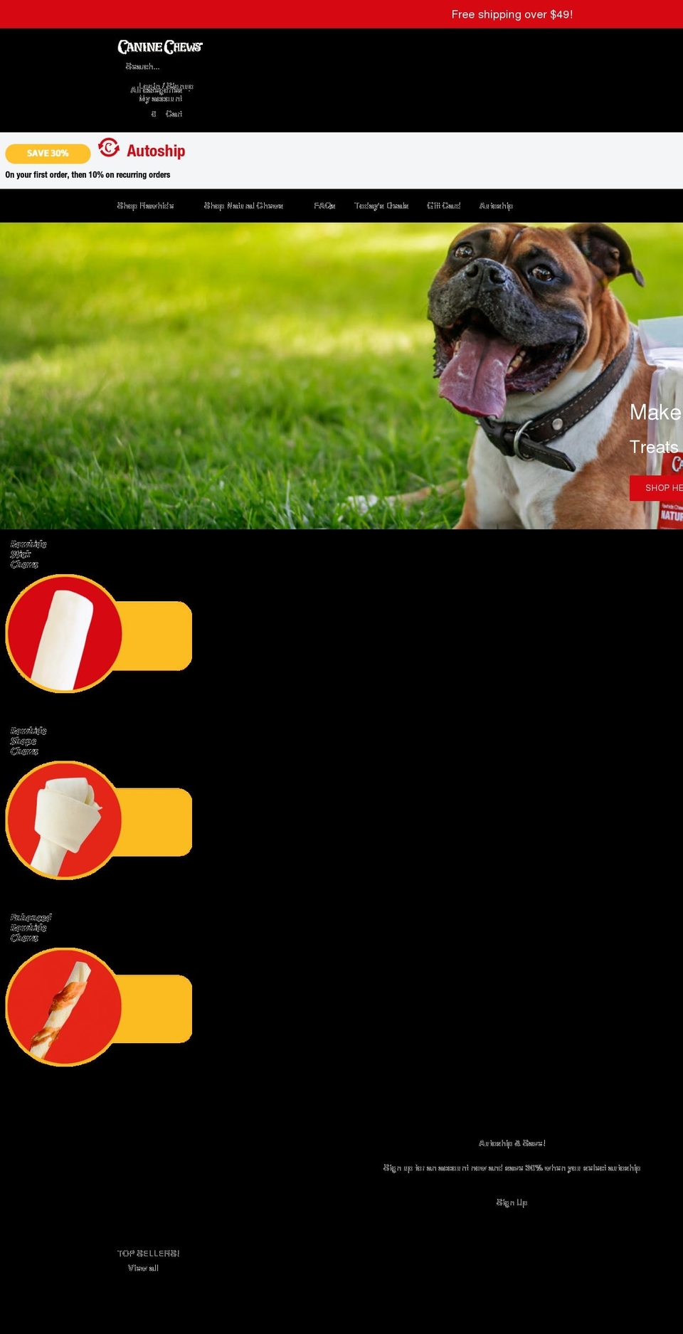 caninechews.com shopify website screenshot