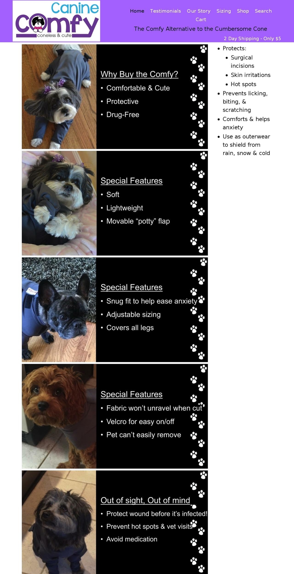 caninecomfy.com — Shopify storefront screenshot