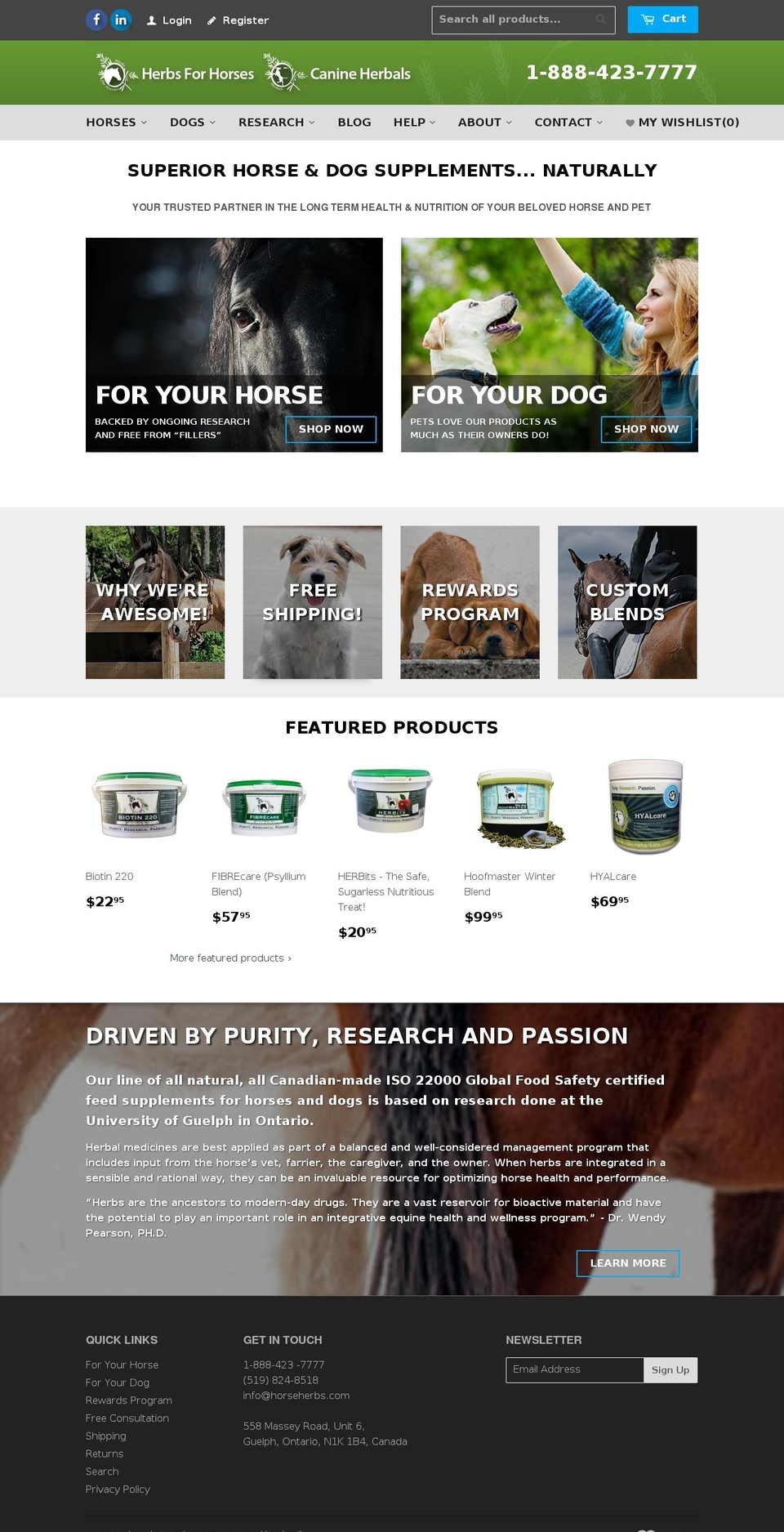 canineherbals.com shopify website screenshot