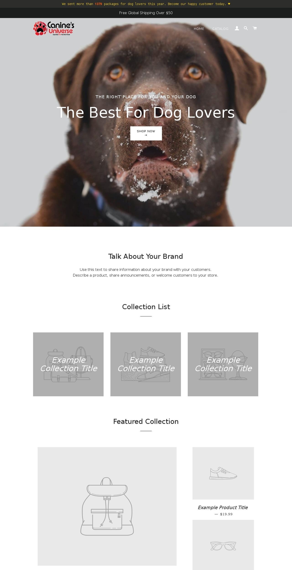 caninesuniverse.com — Shopify storefront screenshot