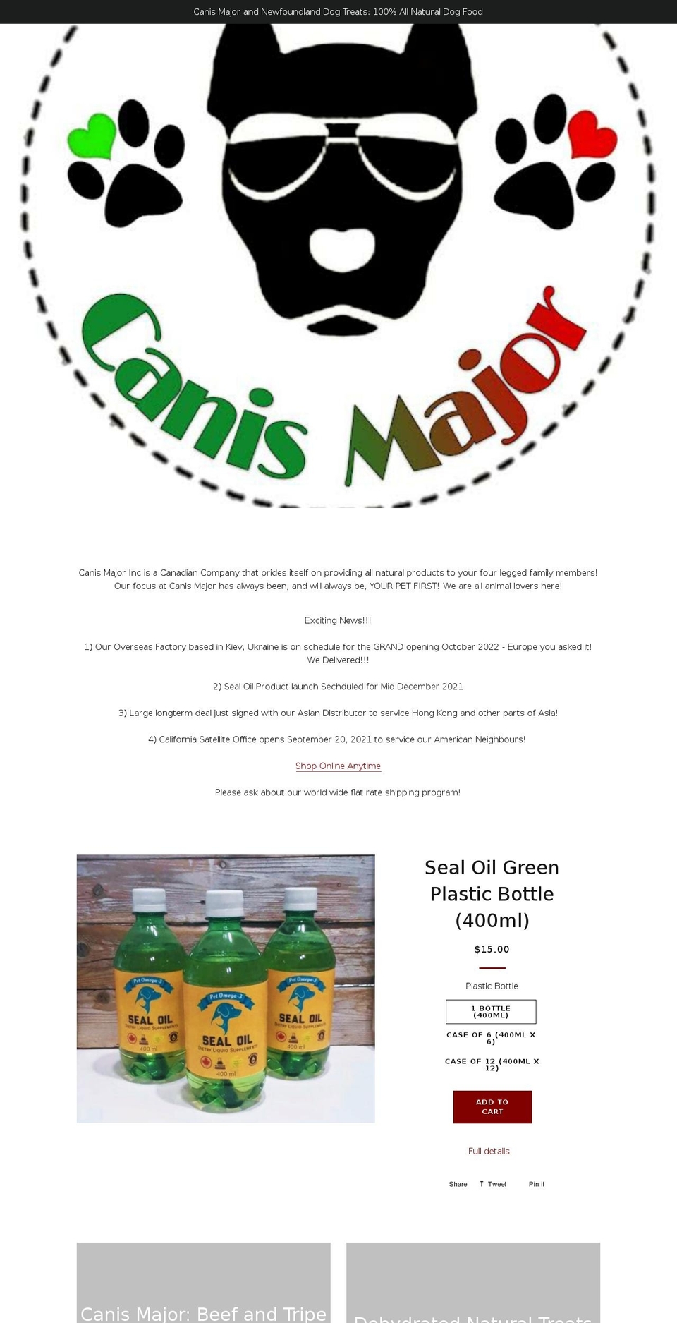 canis-major-inc.myshopify.com shopify website screenshot