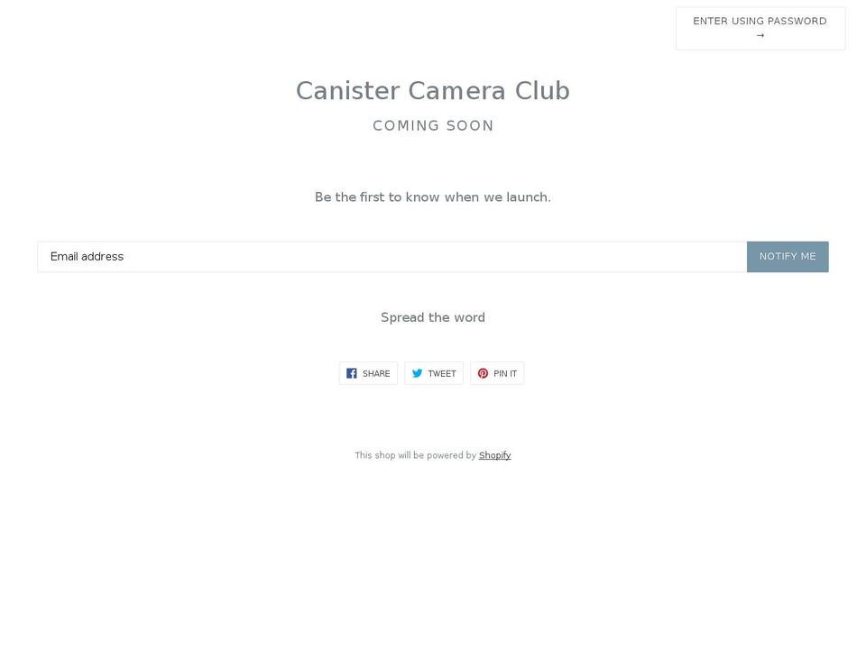 canistercameraclub.com shopify website screenshot