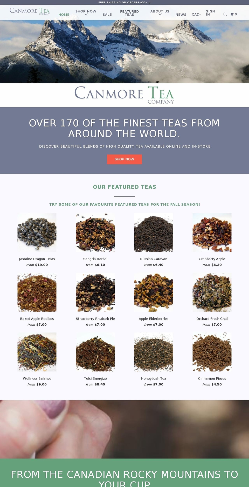 canmoreteaco.com — Shopify storefront screenshot